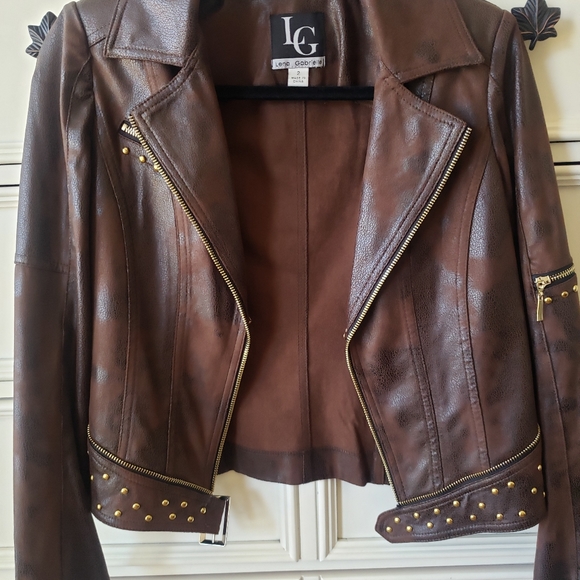 Lena Gabrielle Brown Moto Jacket - Picture 6 of 10
